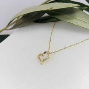 K9 Gold Heart Necklace.Yellow gold Valentine's Heart gift.Love Pendant with chain.Heart Necklace.Valentine's Gift for her.Anniversary Gift. image 6