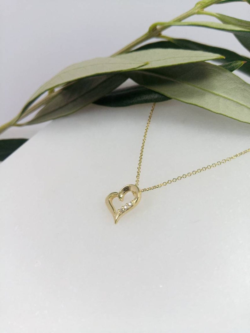 K9 Gold Heart Necklace.Yellow gold Valentine's Heart gift.Love Pendant with chain.Heart Necklace.Valentine's Gift for her.Anniversary Gift. image 6