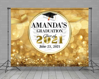 Graduation Backdrop, Grad Hat, Add Your Photo, Class Of 2021, Glitter Prom, Graduation Step And Repeat, Custom Grad Banner, Photo Booth,