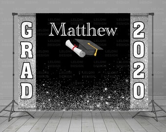 Graduation Backdrop, Class Of 2021, Black And Silver Backdrop, Custom Grad Banner, Prom Backdrop, Graduation Step And Repeat, Photo Booth,
