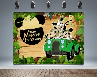 Mickey Mouse Safari, Backdrop Banner, Birthday Party, Disney Animal Kingdom, Goofy, Minnie, Kids adventure Theme, Photo Booth,