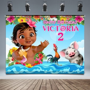 Baby Moana Backdrop Banner Pua Pig Hei Hei Rooster Ocean Etsy Uk