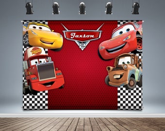 Racing Cars Backdrop Banner, Racing,  Birthday Theme, Race Car Checkered, Personalized Banner, Kids Birthday Supplies, Photo Booth,