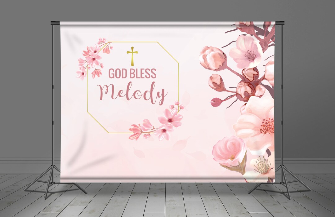 Baptism, Christening Backdrop Banner, Religion Theme, Baby Girl ...