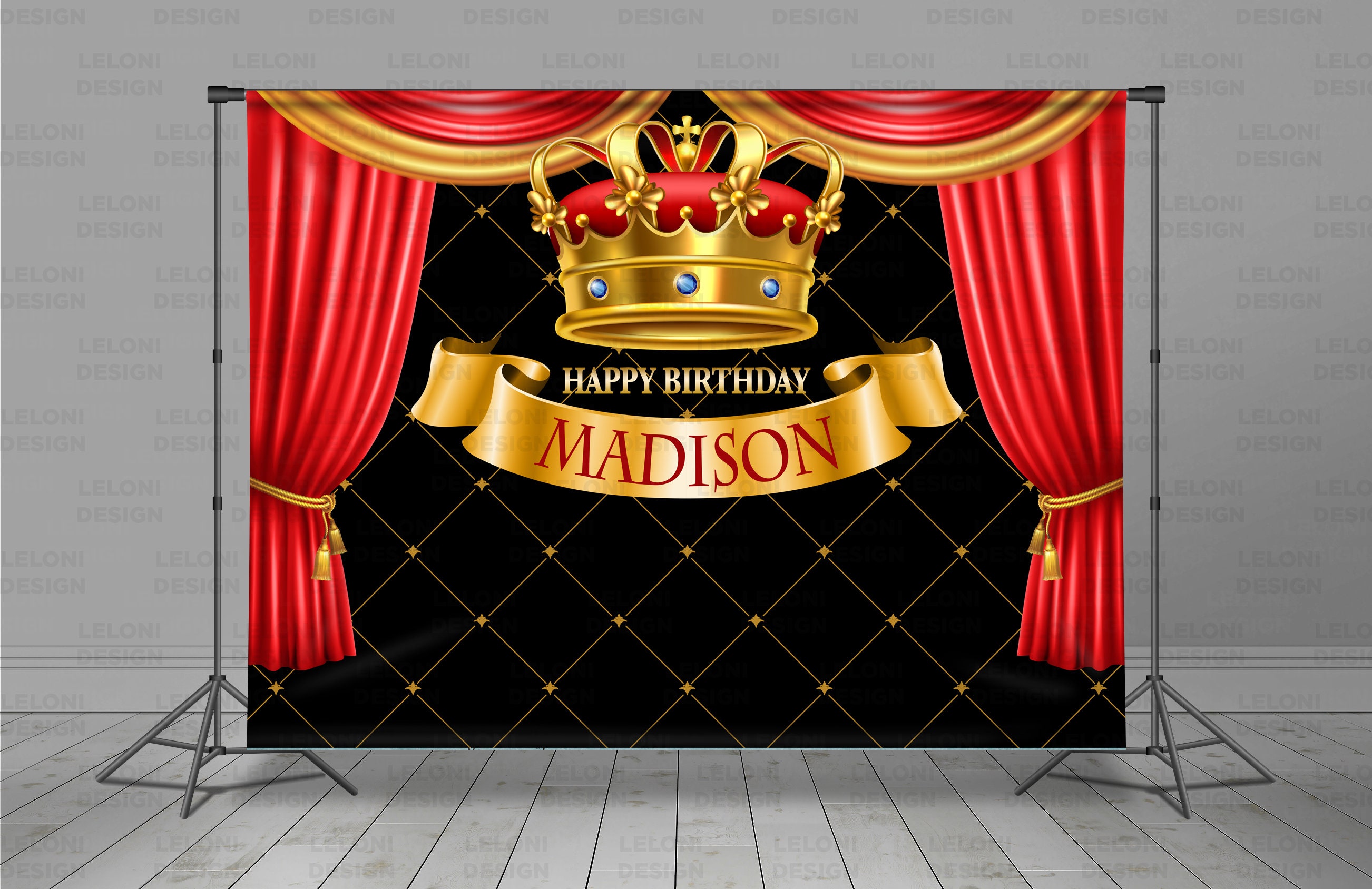 Luxury Royal Backdrop Banner Gold Crown and Ribbon Any Etsy 日本