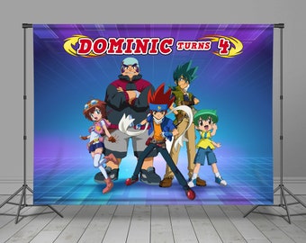 Beyblade Backdrop Banner, Metal Fury, Birthday Background, Gingka, Masamune, Kyoya, Madoka, Japanese Anime, Photo Booth,