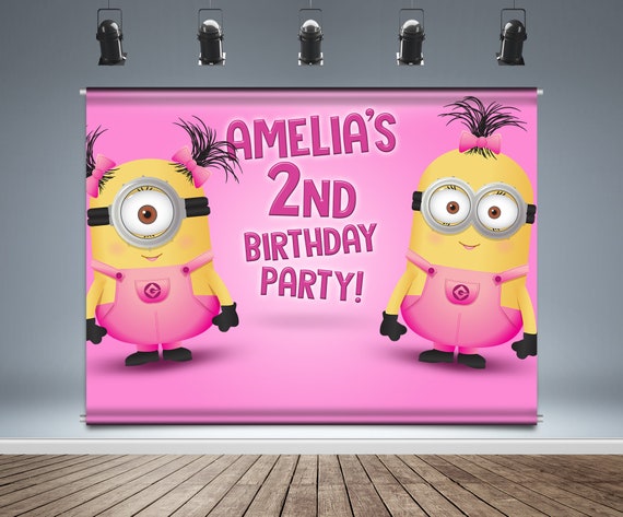 Girl Minions Backdrop Banner Birthday Background Despicable - Etsy Girl Minions Backdrop Banner Birthday Background Despicable - Etsy