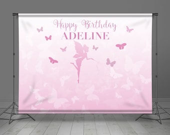 Fairy Butterfly Backdrop Banner, Girl Background, Baby Shower, Birthday, Any Occasions, Mythical, Party Supply, Vinyl Print,