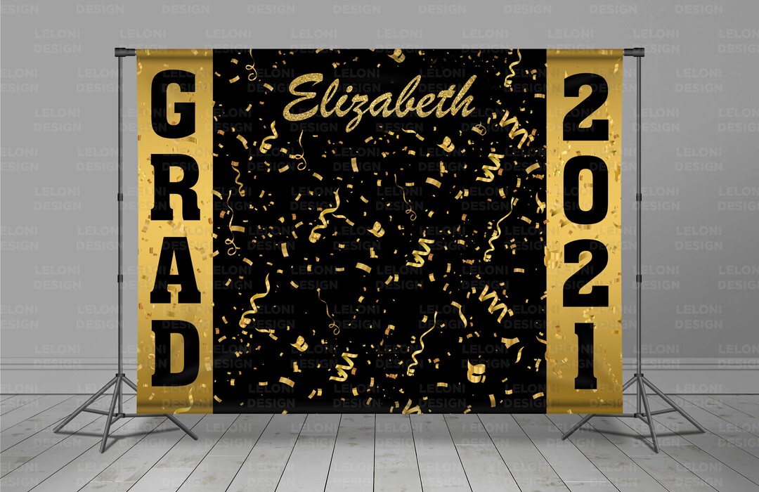 Graduation Backdrop, Class of 2021, Black and Gold Backdrop, Prom ...