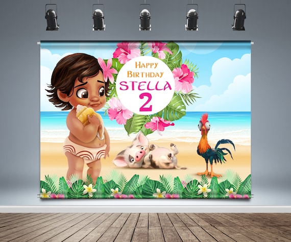 Baby Moana Backdrop Banner Pua Pig Hei Hei Rooster Tropical Etsy Baby Moana Backdrop Banner Pua Pig Hei Hei Rooster Tropical Etsy