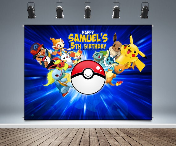 Pokemon Backdrop Pokemon Backdrop Birthday Pokemon Banner Digital File Personalize Printable