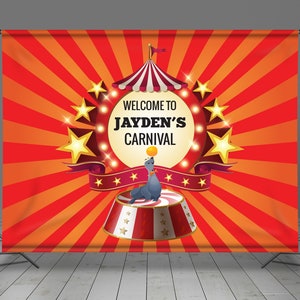 Circus Seal Stage, Backdrop Banner, Carnival Theme, Birthday Decoration, Kids Party, Editable, Party Decor, Photo Booth,