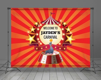 Circus Seal Stage, Backdrop Banner, Carnival Theme, Birthday Decoration, Kids Party, Editable, Party Decor, Photo Booth,