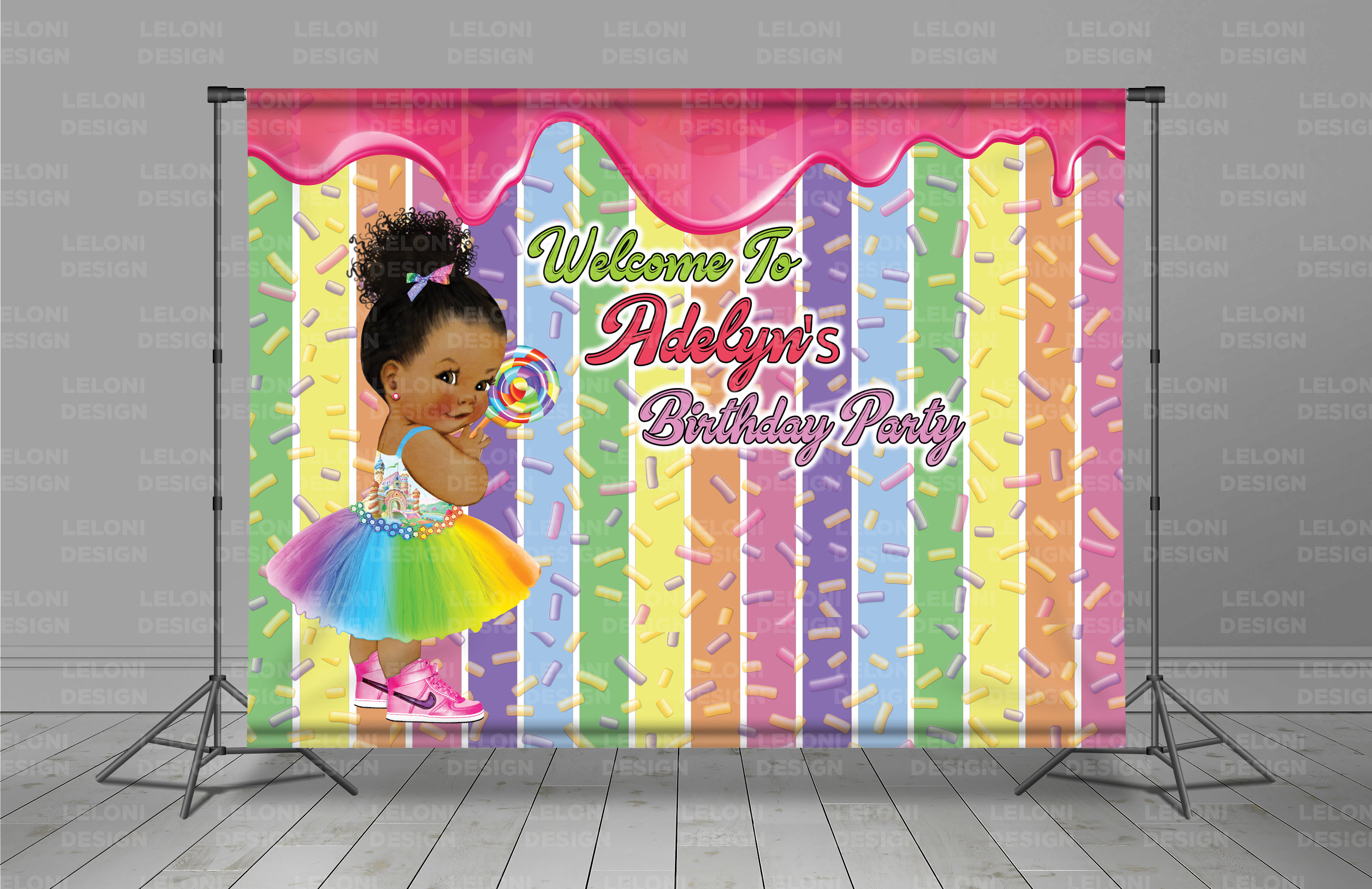 Candyland Backdrop Banner Candy Bar Birthday Background Princess Kid Candy Shop Custom Design Candy Theme Photo Booth