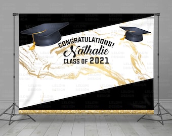 Graduation Backdrop, Class Of 2021, Graduation Step And Repeat, Add Your Photo, Grad Hat, Prom Backdrop, Custom Grad Banner, Photo Booth,