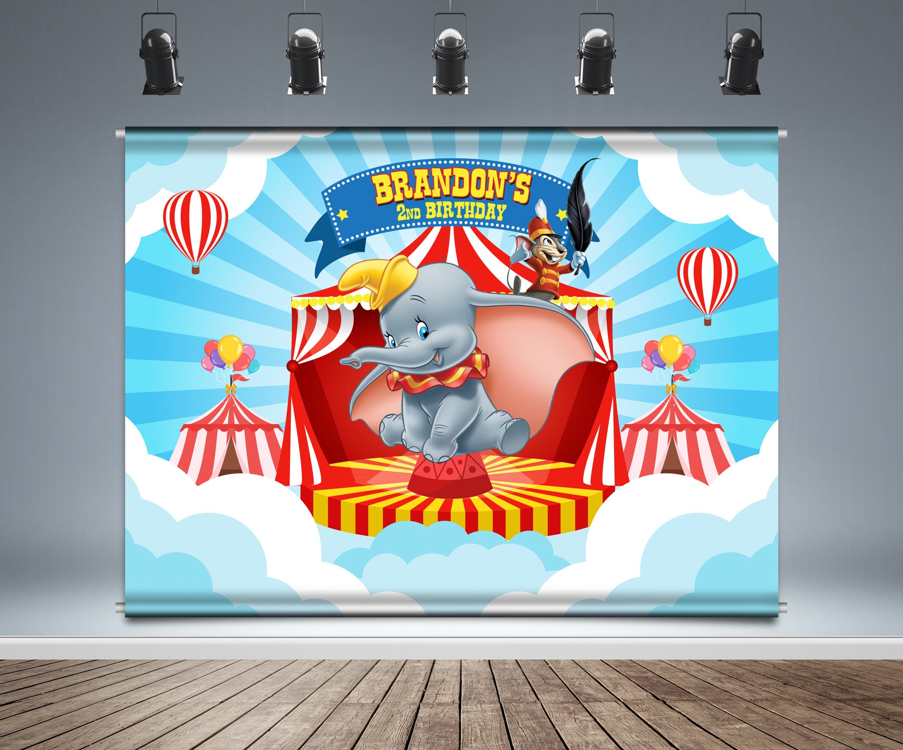 Dumbo Backdrop Banner Carnival Birthday Background Circus Etsy