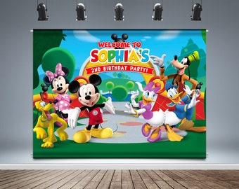 Mickey Mouse Clubhouse, Backdrop Banner, Park Entrance, Pluto, Goofy, Minnie Mouse, donald duck, Daisy, Photo Booth, Vinyl,