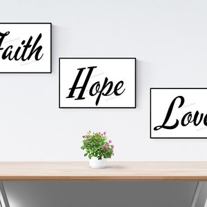 Faith, Hope, Love wall art, digital download, DIY, printable