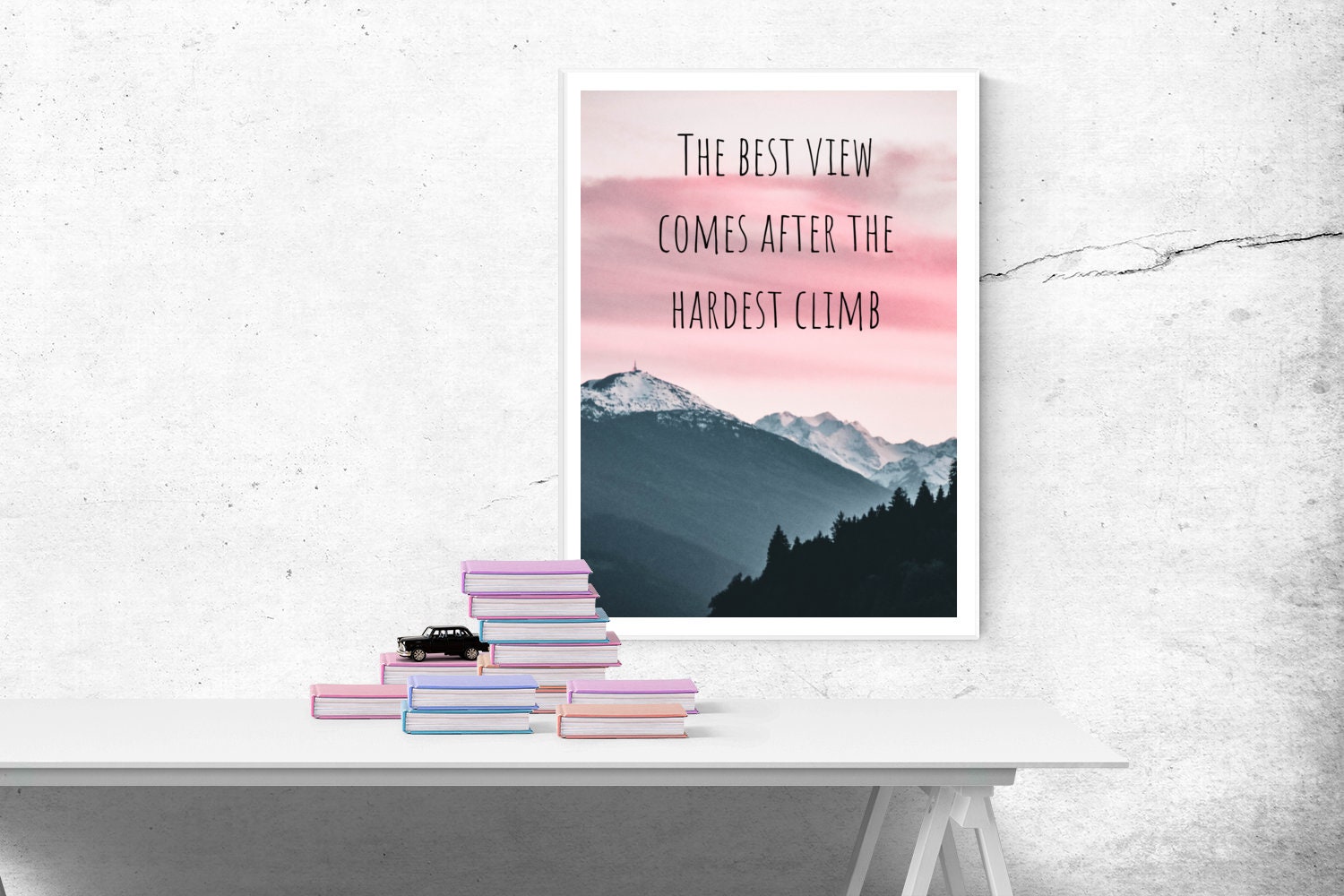 The Best View Comes After The Hardest Climb Poster Wall Print|Inspirational Motivational Gym Classroom Home Office Dorm|18 X 12 In|SJC158