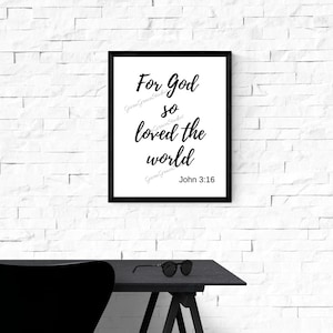 For God so loved the world, digital download, DIY, wall art, religious