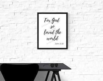 Per Dio tanto amato il mondo, download digitale, fai da te, wall art, religioso