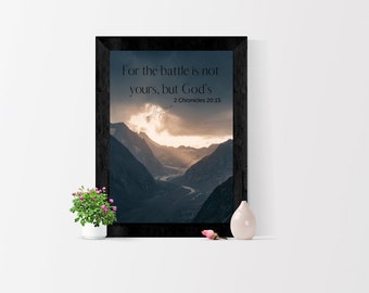 Perché la battaglia non è tua, ma di Dio, 2 Cronache 20:15, arte del muro, download digitale, stampabili, religiosi, versetto della Bibbia,