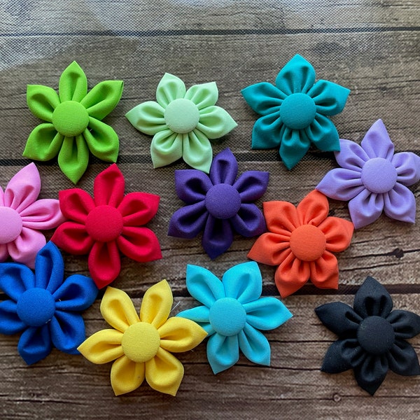 Solid Color Fabric Flower | Flower Hair Bow | Flower Hair Clip | Hair Bow | Rainbow Hair Bow | Colorful Hair Bow | Pink Flower Bow |