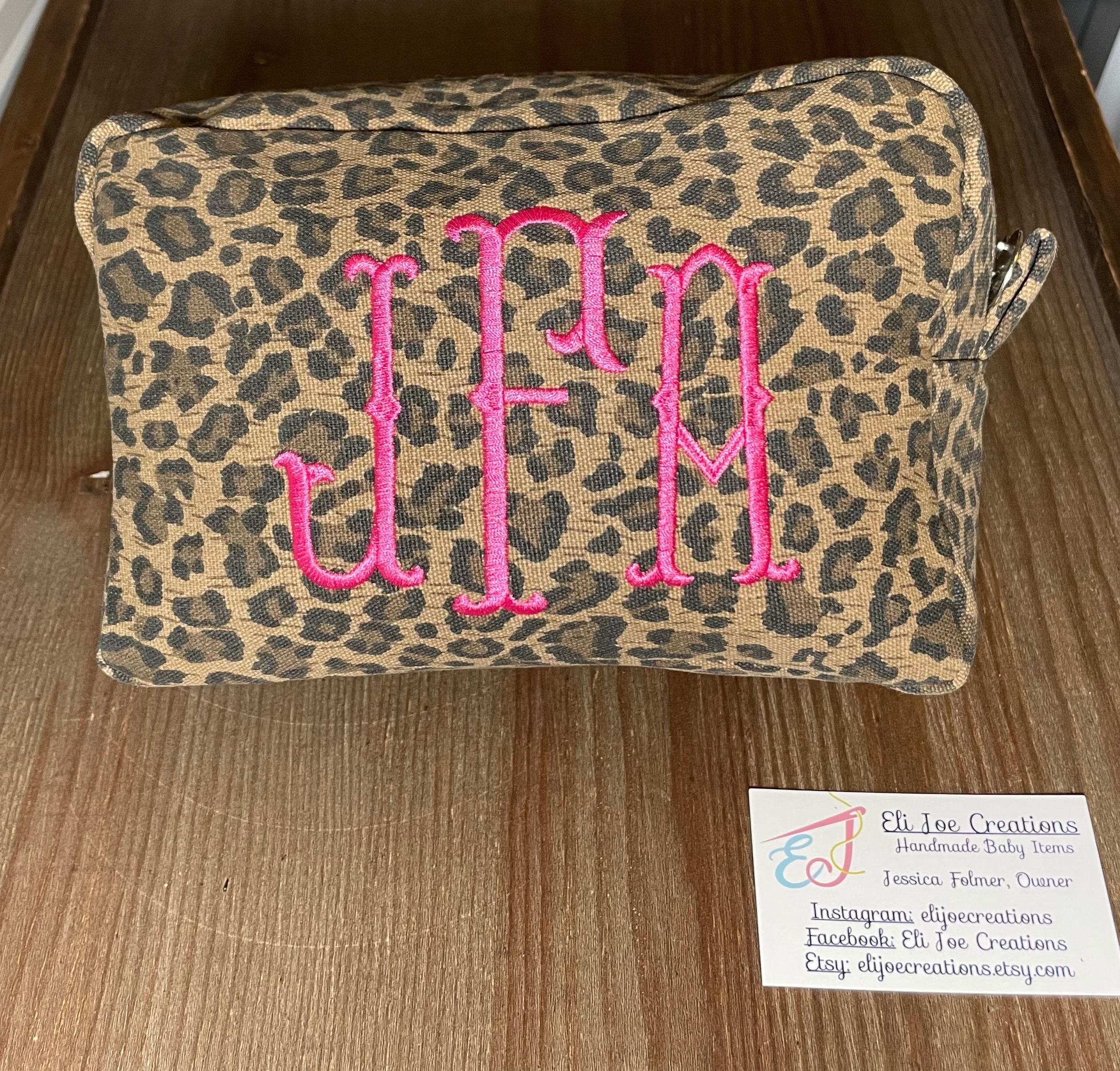 Shoulder Market Bag in Cheetah Print with Monogram