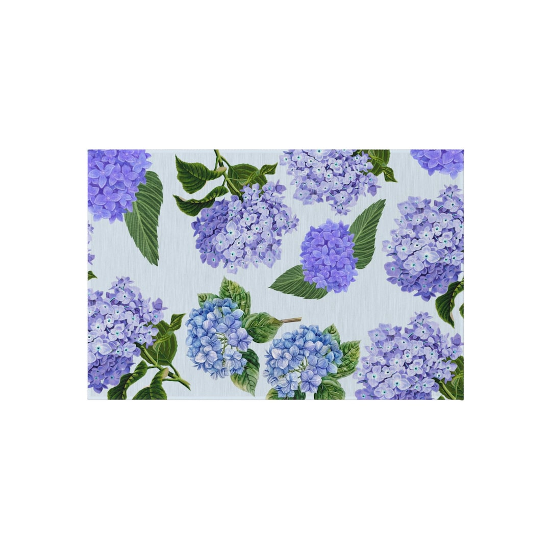 Floral Hydrangea Outdoor Rug for Patios, Garden, and Deck - Perfect for ...