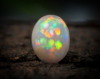 AAA grade opal - Ethiopian welo opal - loose white opal gemstone - opal cabochon 9x7x4mm Oval - October birthstone