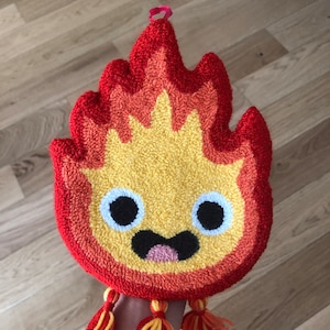 Cute Fire Demon Handmade Punch Needle Wall Hanging