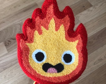 Cute Fire Demon Handmade Punch Needle Wall Hanging