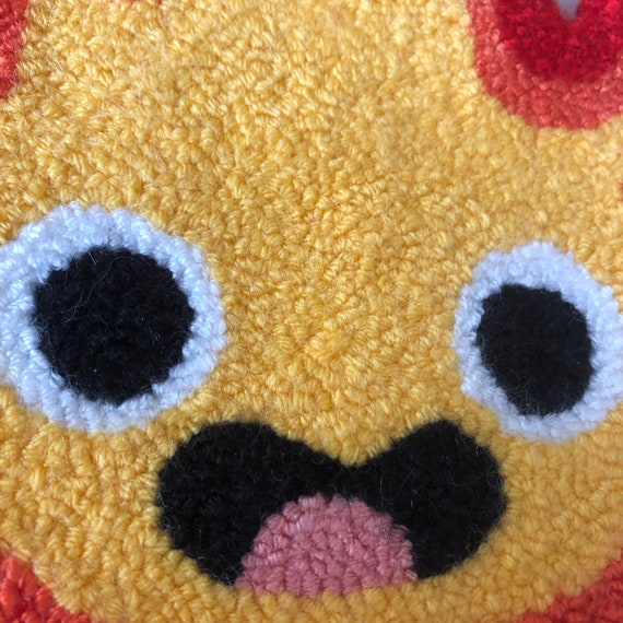 【DISCERNMENT】Demon punching knit Cute Fire Demon Handmade Punch Needle Wall Hanging - Etsy