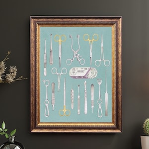 Surgical Instrument Wall Art Print Painting surgeon medtech scrubbing operating room nurse gift office decor scalpel surgery tool thank you
