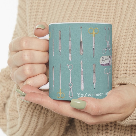 Surgical Instruments Ceramic Mug surgical tech nurse surgeon doctor coffee mug medical assistant thank you gift