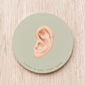 Ear Ceramic Custom Coaster, Otolaryngologist ENT doctor nurse personalized gift graduation gift medical art listen to your inner self