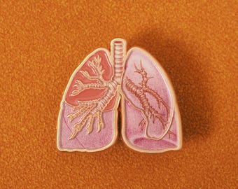 Lung Enamel Pin: Gold Anatomy Jewelry, Respiratory Gift