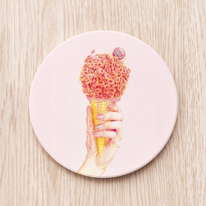 red blood cell ice cream customized coaster doctor medical student nurse cardiologist hematology hematologist personalized gift blood clot
