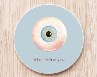 eyeball personalized absorbent coasters, eye doctor nurse practitioner rn medical student scientist anatomy optician ophthalmologist gift