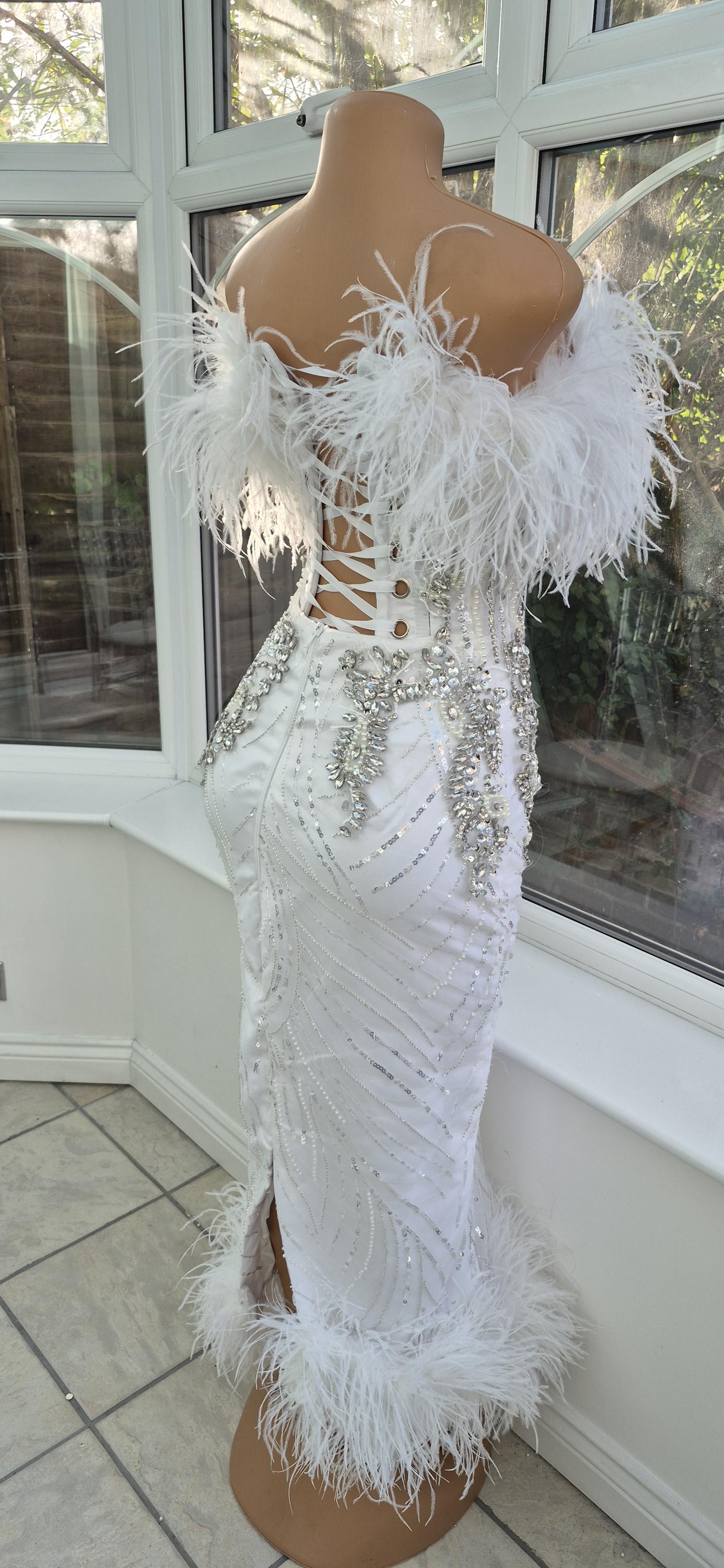 white feather corset dress SALE