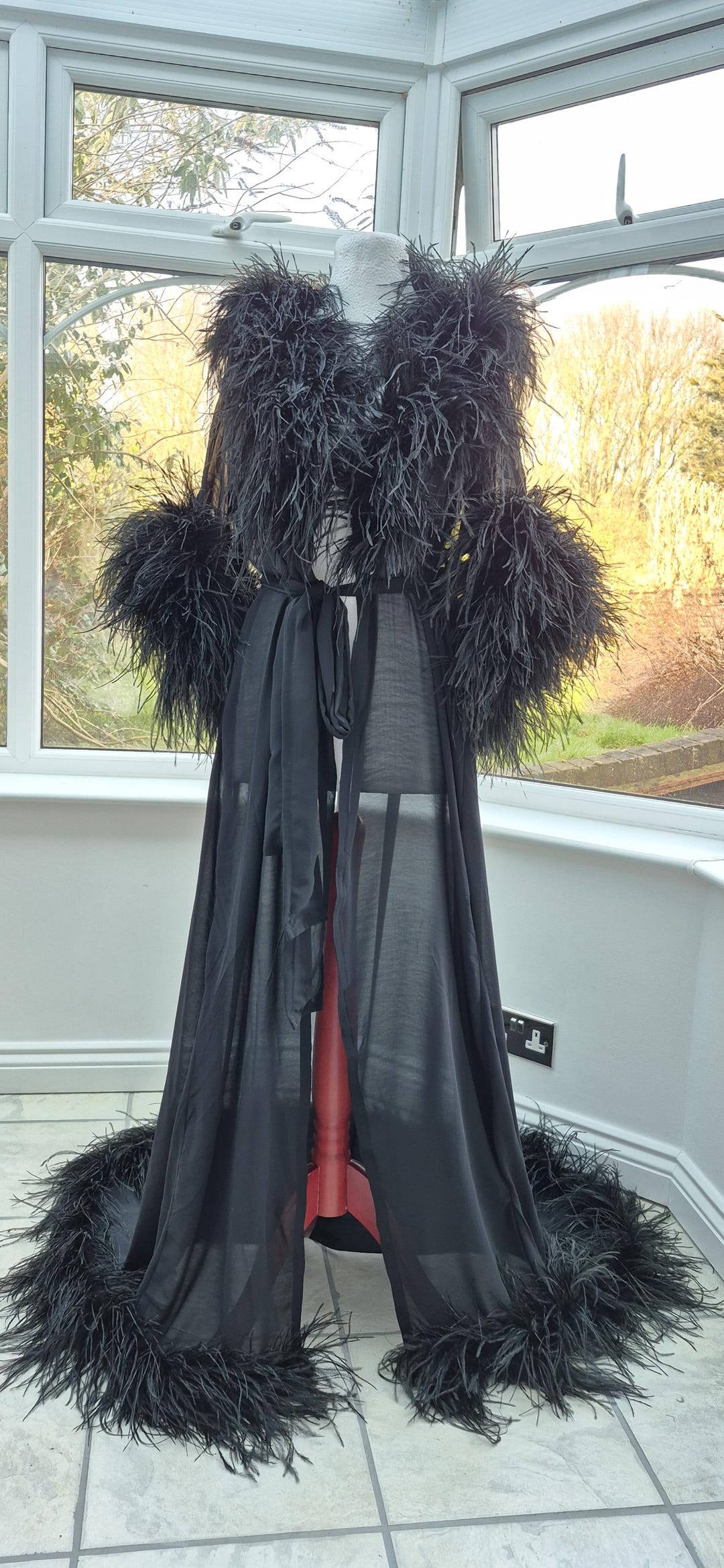 Dramatic Feather Robe Custom Made Feather Robe Bridal Robe Luxury Feather Bridal Robe Elegant ...