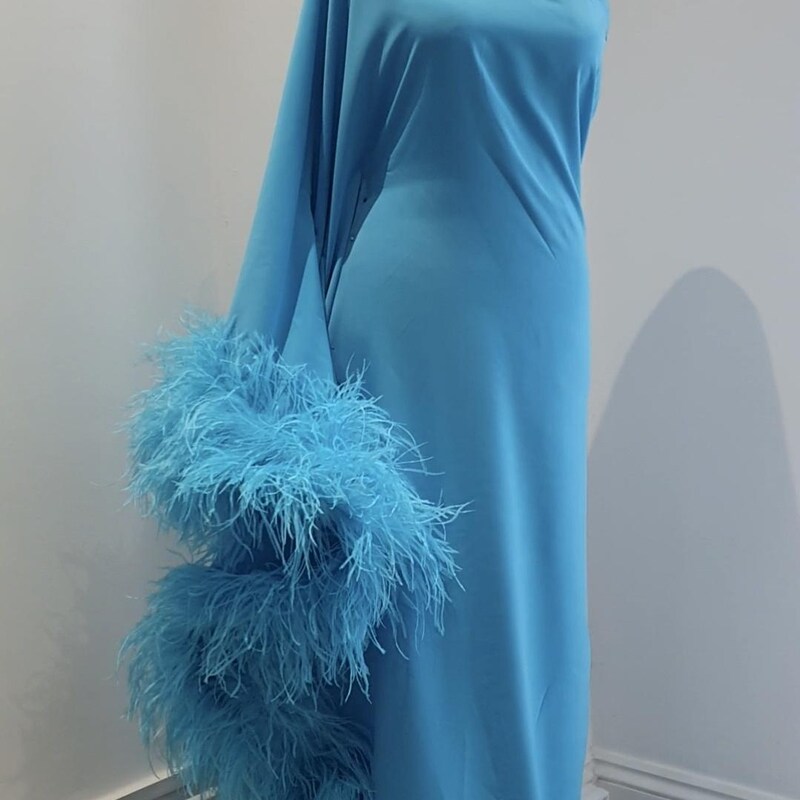 0099~Feathers Printed Asymmetrical dress main image 0
