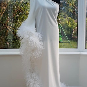 Custom Made Asymmetric Feather Dress One Shoulder Dress Wedding Guest ...