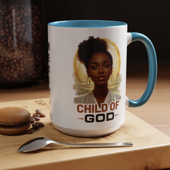 Personalized Child of God Mug, Christian Black Woman Coffee Mug, Custom Faith Gift, Spiritual Mug for Women, Bible Verse Drinkware