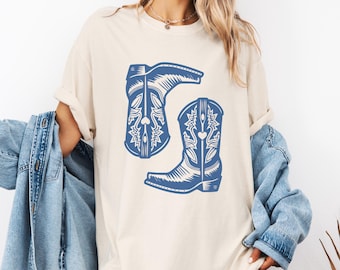 Stivali da cowboy vintage Western PNG SVG Donna Western Cowgirl Design Trendy Graphic png Oversize Wild West Country Girls Tee Sublimazione DTF