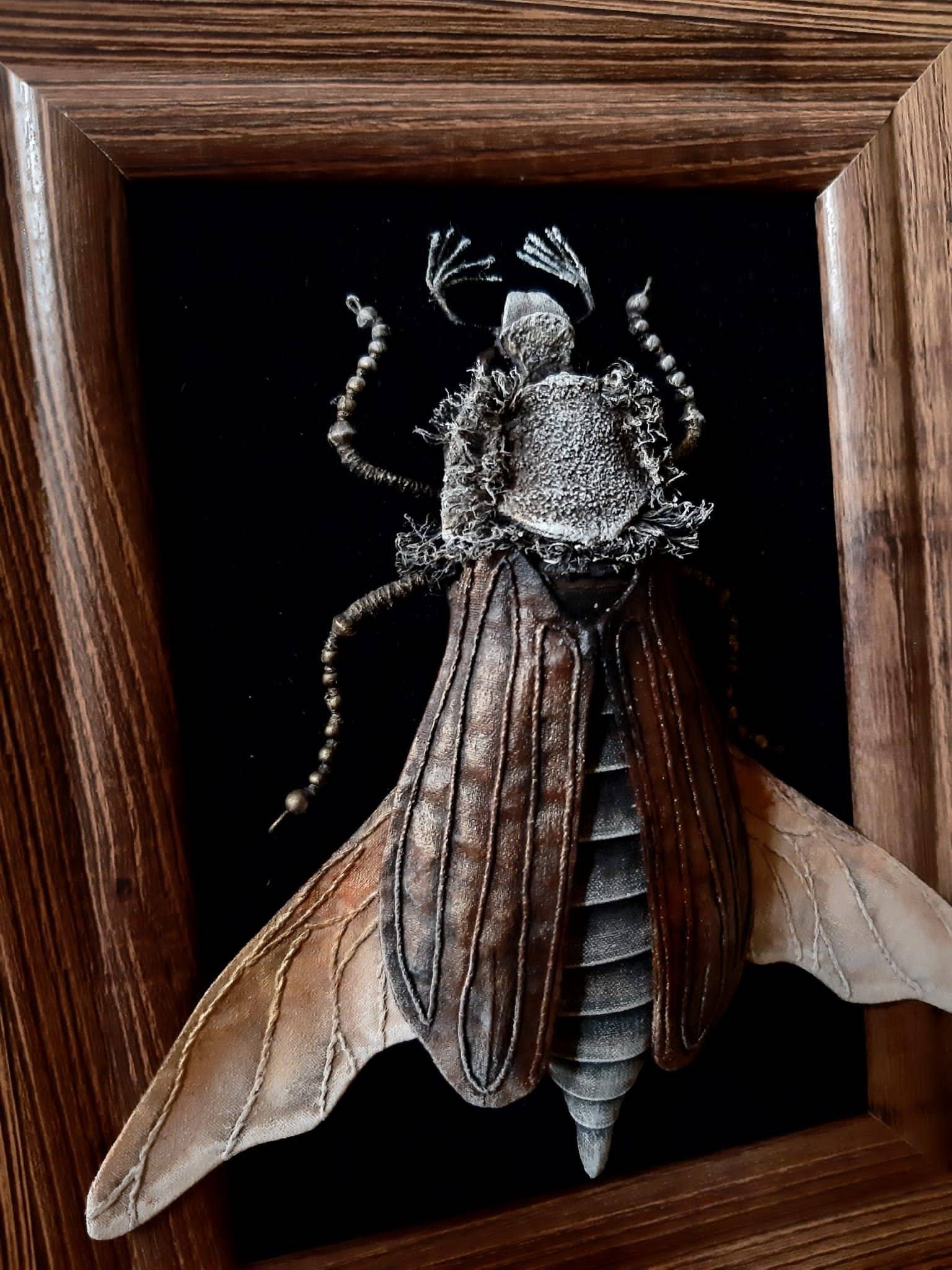 Designing Insect Frame Insect in the Frame. Unique Artwork, Handmade Textile. Panel for ...