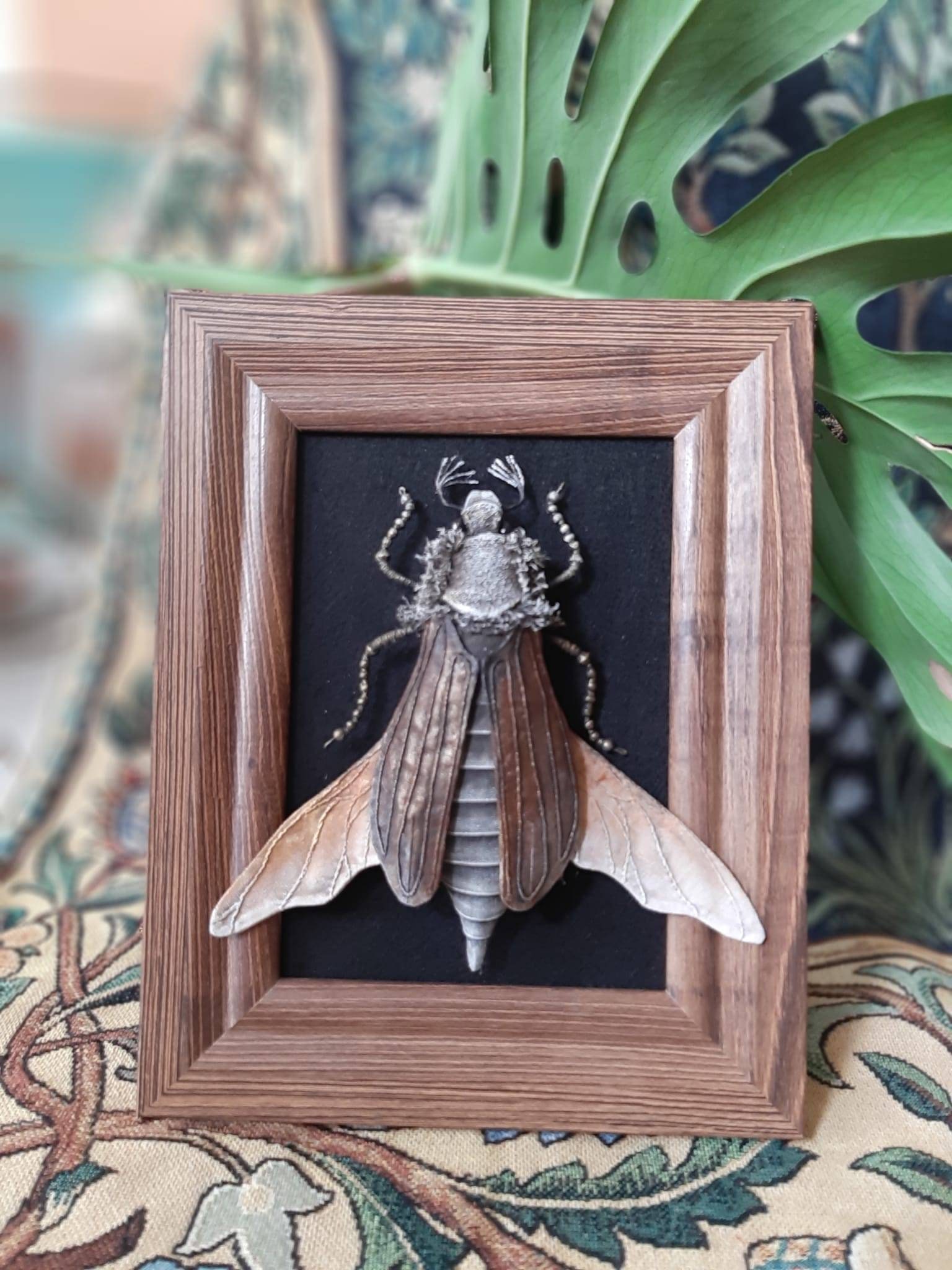 Designing Insect Frame Insect in the Frame. Unique Artwork, Handmade Textile. Panel for ...