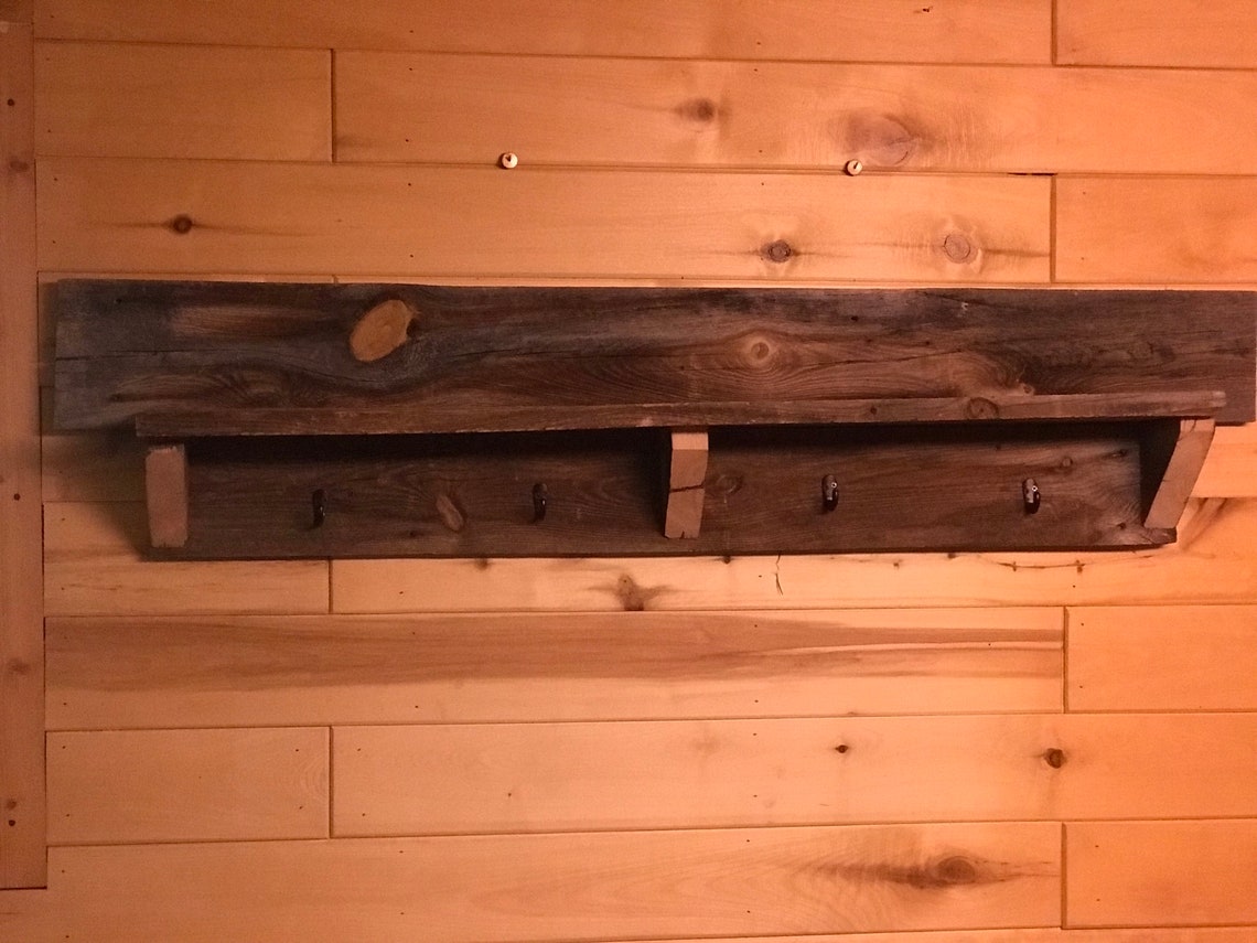 Reclaimed barn wood long coat rack Etsy