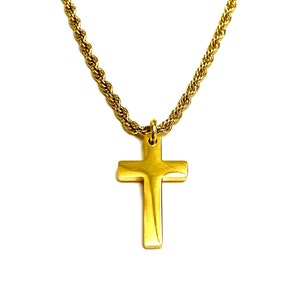 18k Gold Platted Rope Chain Cross Necklace