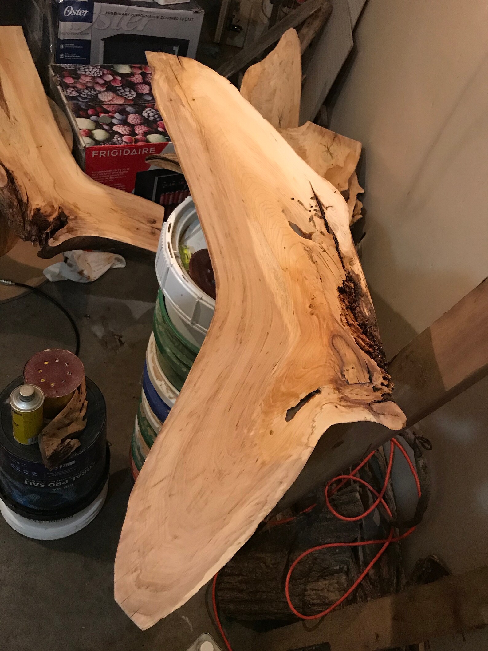 Live edge elm shelf with darker provincial walnut and teak Etsy